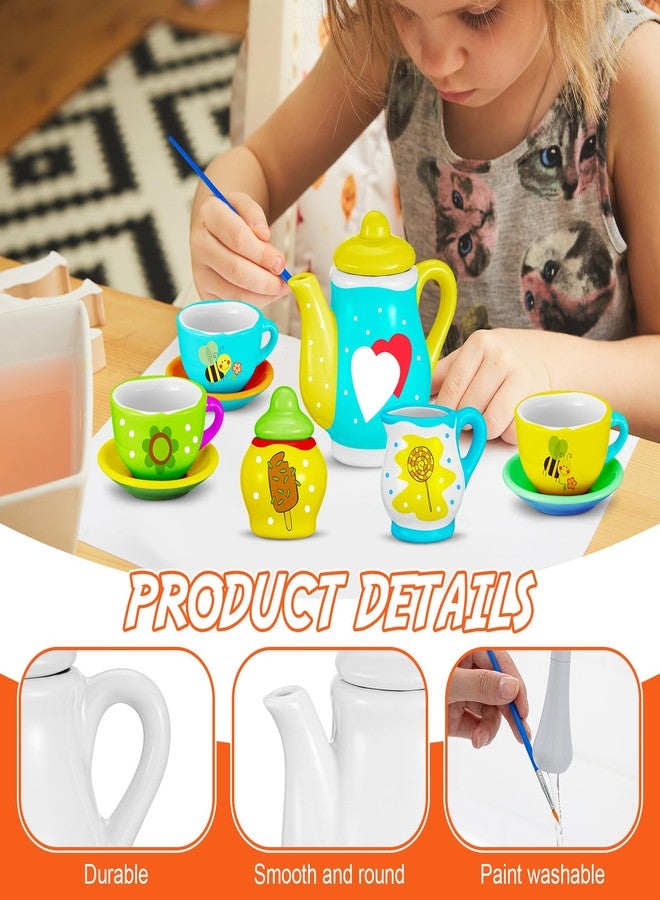 PullCrease مجموعة أكواب شاي صغيرة من البورسلين من بول كريز، 45 قطعة، تتضمن أطباقًا وفرشاة من البورسلين، مناسبة للأطفال من عمر 6-8 سنوات فما فوق، مثالية للعب والحرف اليدوية، هدية رائعة لحفلات أعياد الميلاد، وحفلات استقبال المولود، وحفلات الزفاف (تصميم لطيف). - Image 3